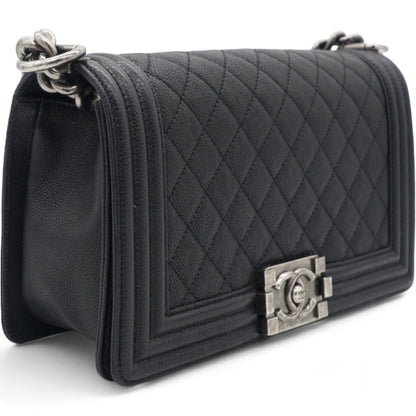 Caviar Quilted Medium Boy Flap Black