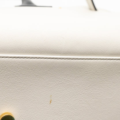 Saint Laurent /YSL Small Sac de Jour Tote Bag Calfskin White / Black GHW