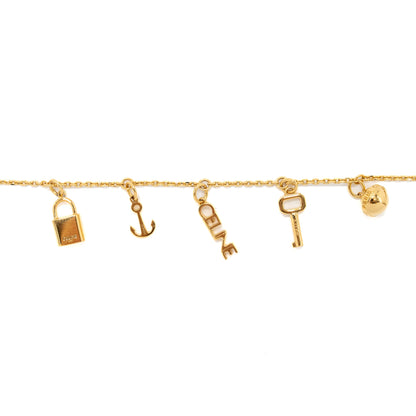 Celine Padlock Charm/Key Bracelet Gold Tone