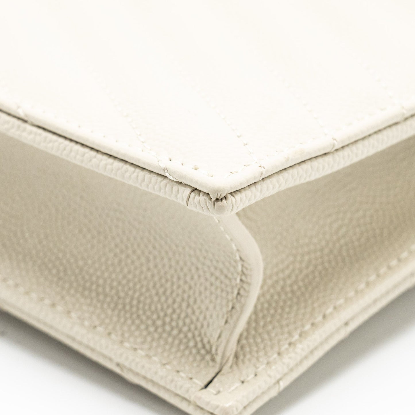 Saint Laurent envelope chain wallet grained calfskin cream soft GHW