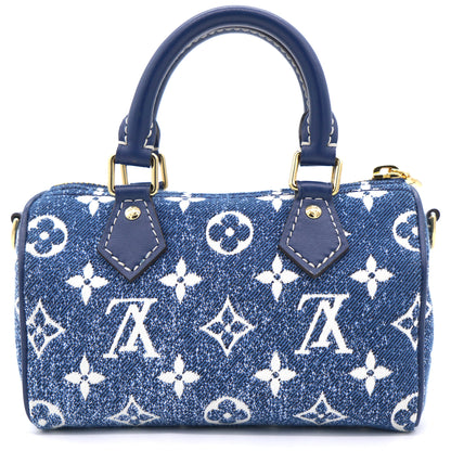 Louis-vuitton Monogram Jacquard Denim Nano Speedy Blue
