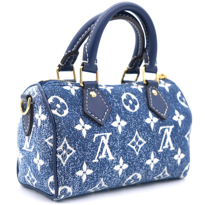 Louis-vuitton Monogram Jacquard Denim Nano Speedy Blue