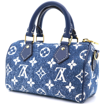 Louis-vuitton Monogram Jacquard Denim Nano Speedy Blue