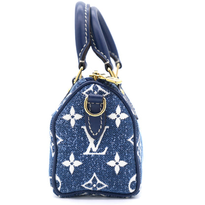 Louis-vuitton Monogram Jacquard Denim Nano Speedy Blue