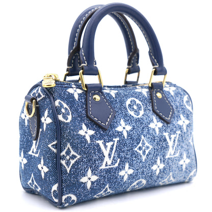 Louis-vuitton Monogram Jacquard Denim Nano Speedy Blue