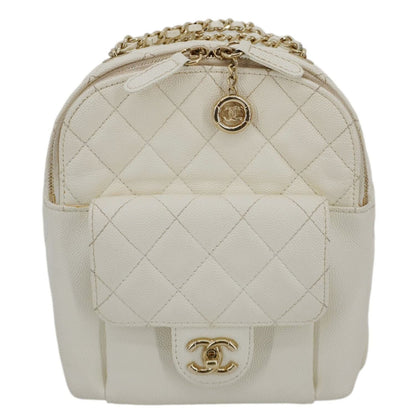 Chanel CC Day Small Caviar Quilted Leather Backpack White