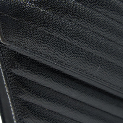 Saint Laurent / YSL Large Envelope Chain Flap Bag in Black Grain de Poudre