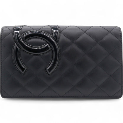 Quilted Cambon Yen Wallet Black