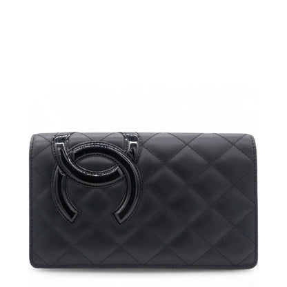 Quilted Cambon Yen Wallet Black