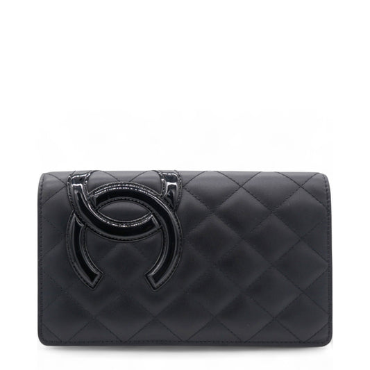 Quilted Cambon Yen Wallet Black
