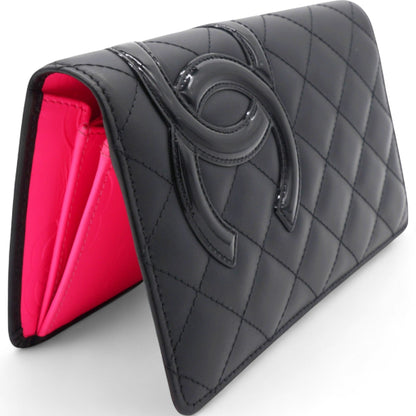 Quilted Cambon Yen Wallet Black