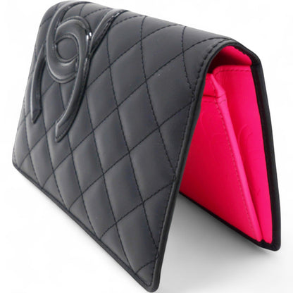 Quilted Cambon Yen Wallet Black