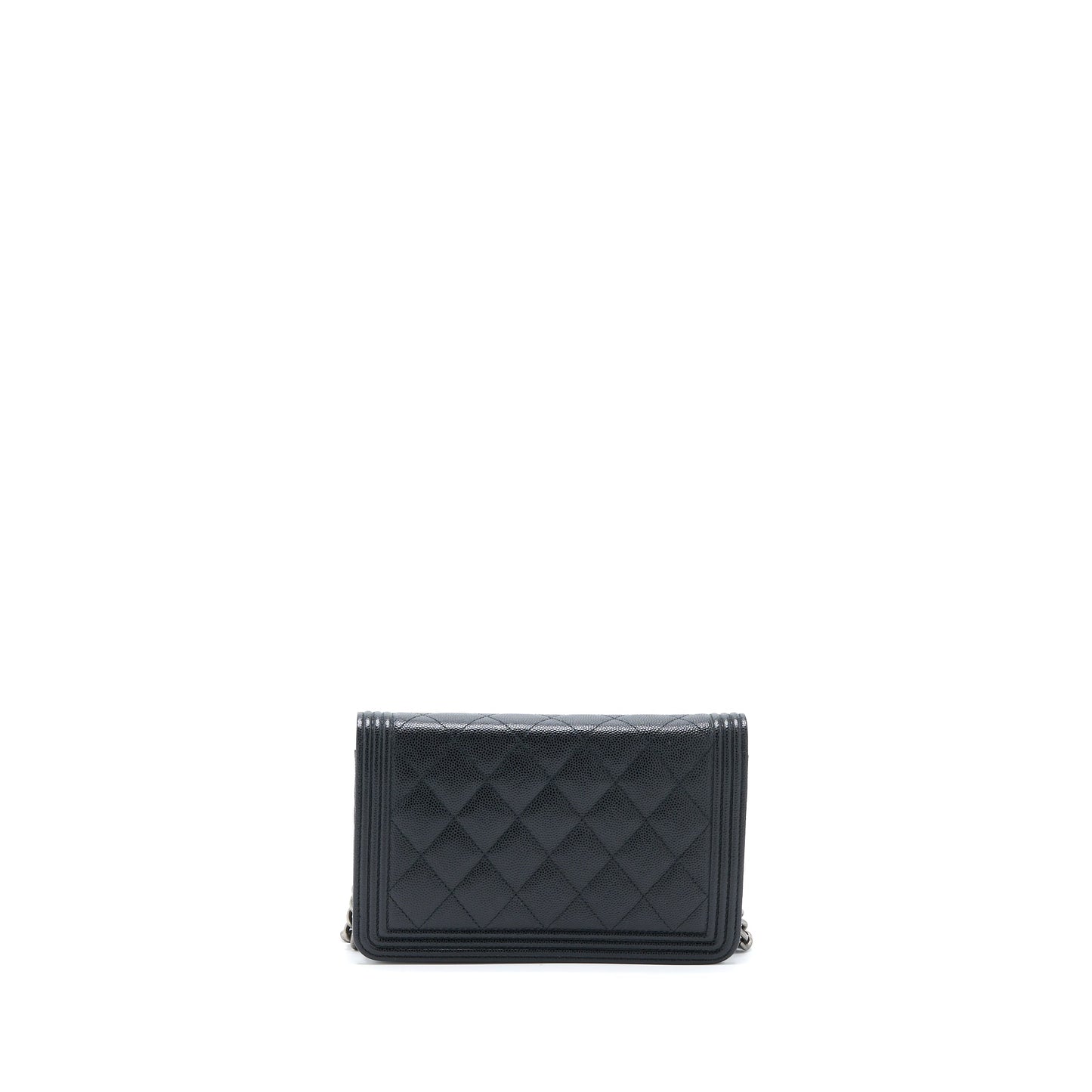 Chanel Boy Wallet on Chain Caviar Black Ruthenium Hardware (Microchip)