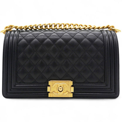 Caviar Quilted Boy Flap Black Medium