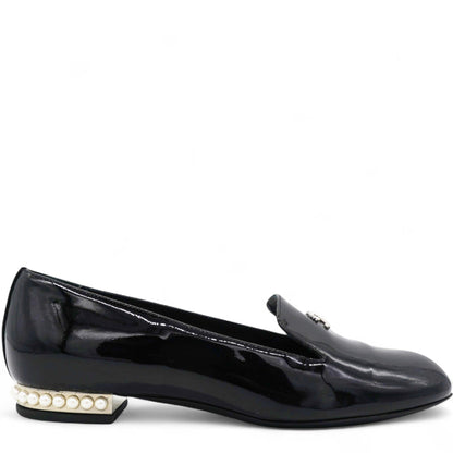 Patent Leather Pearl CC Loafers Black Size35.5