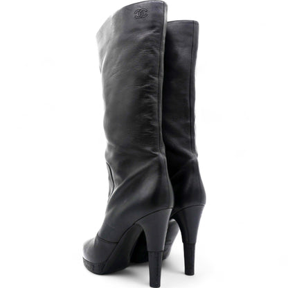 Black Leather Boots Size40