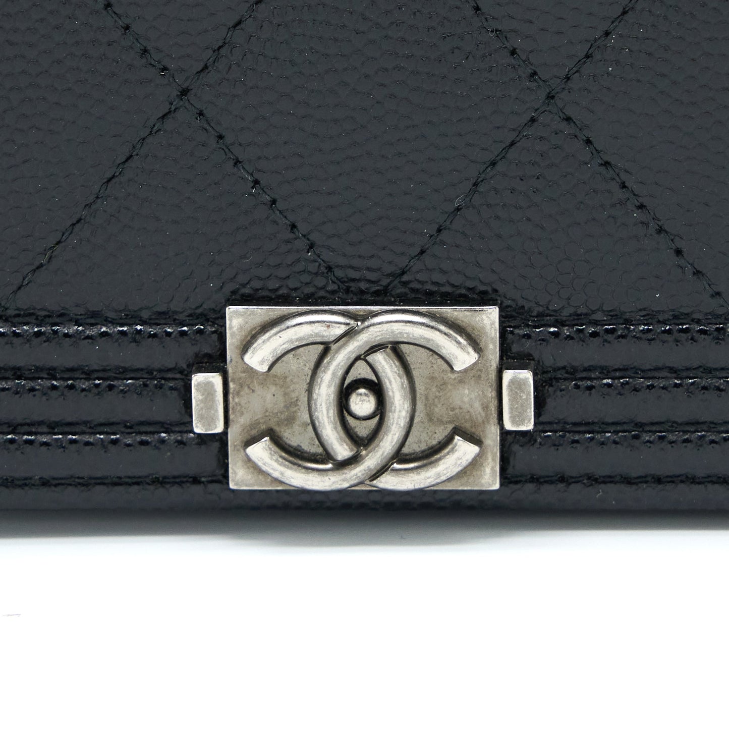 Chanel Boy Wallet on Chain Caviar Black Ruthenium Hardware (Microchip)