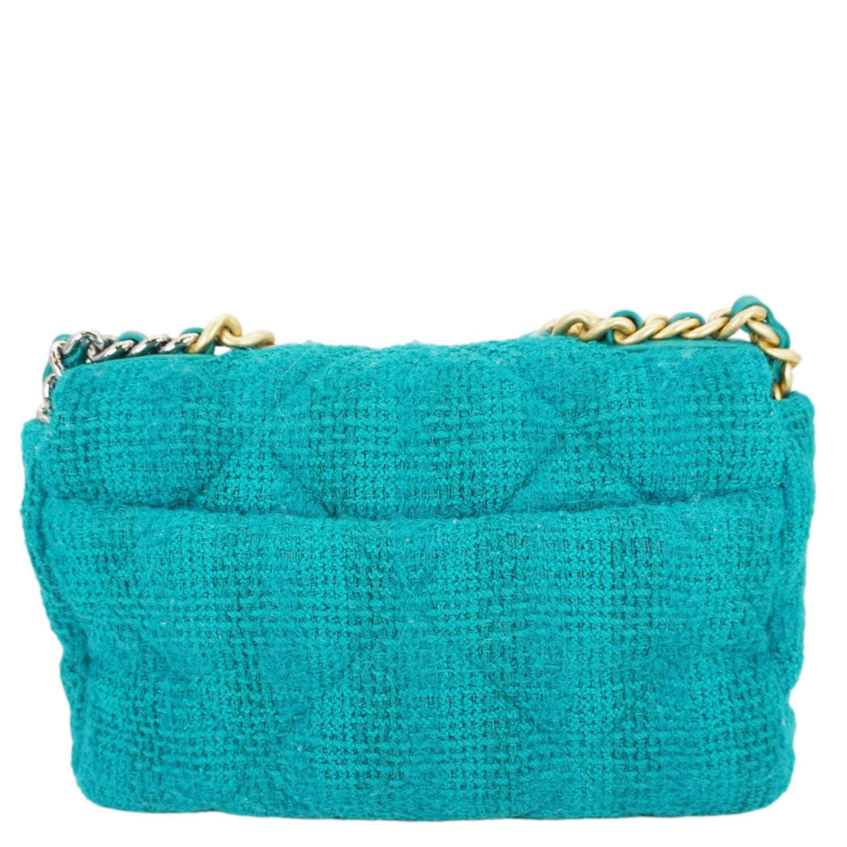Chanel 19 Flap Medium Quilted Tweed Shoulder Bag Teal