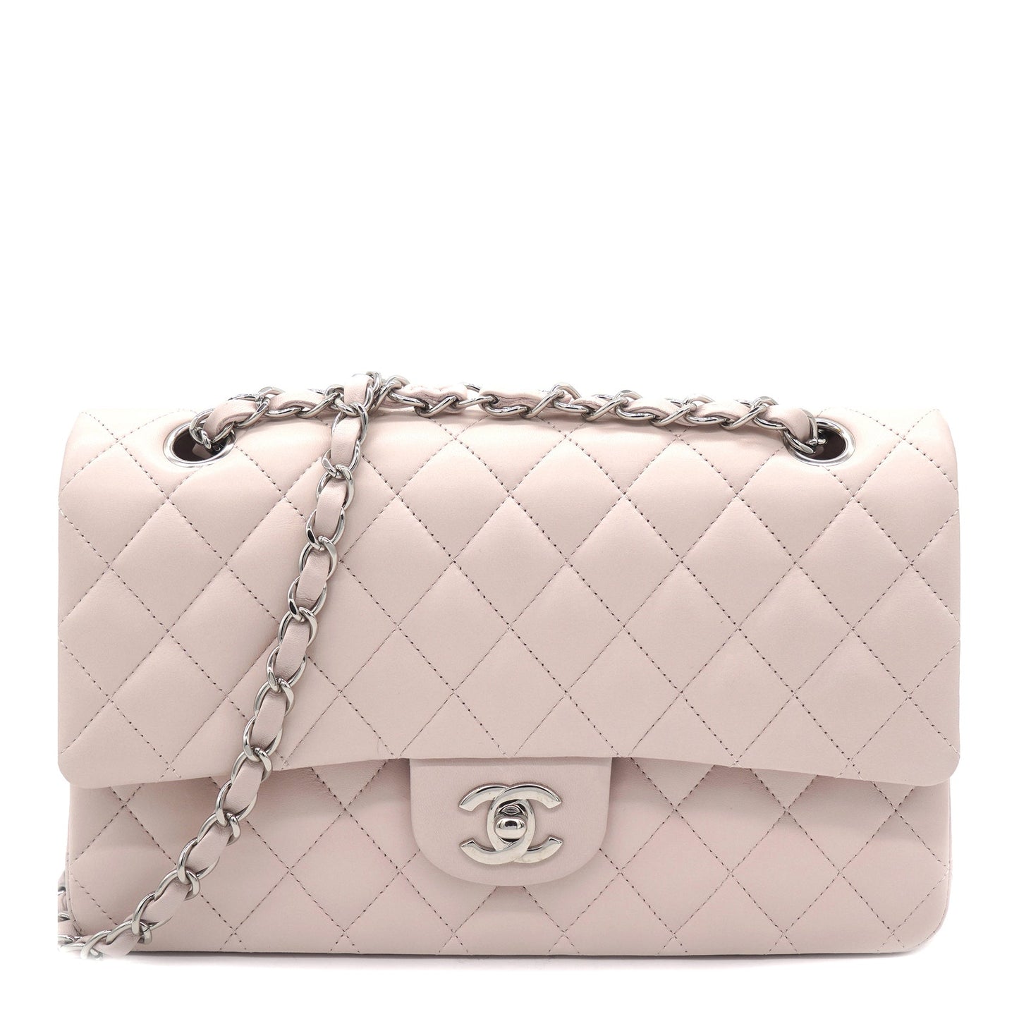 Light Pink Quilted Lambskin Leather Classic Double Flap Bag