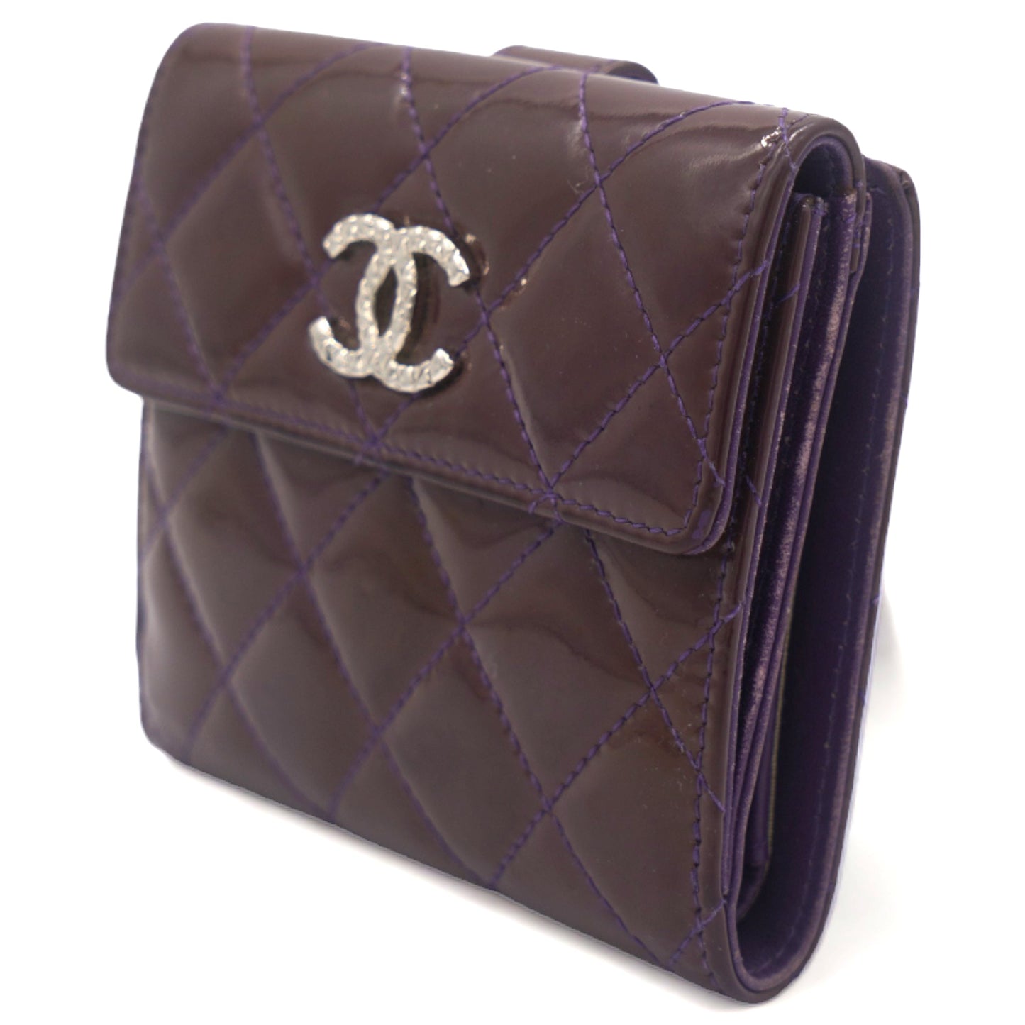 Purple Patent Classic Small Flap Wallet