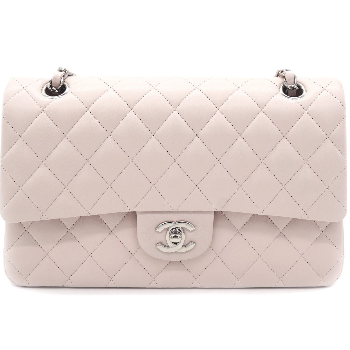 Light Pink Quilted Lambskin Leather Classic Double Flap Bag