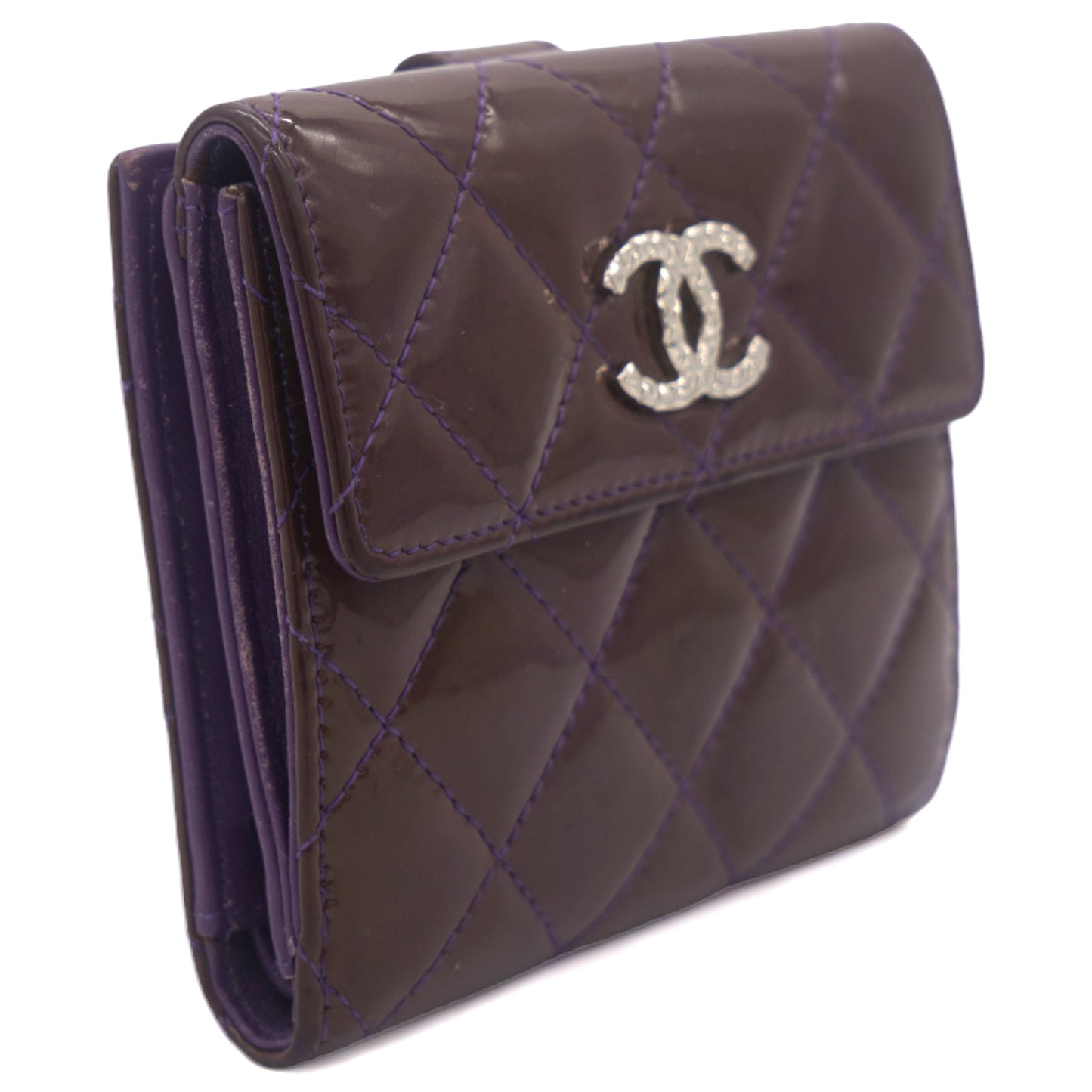 Purple Patent Classic Small Flap Wallet