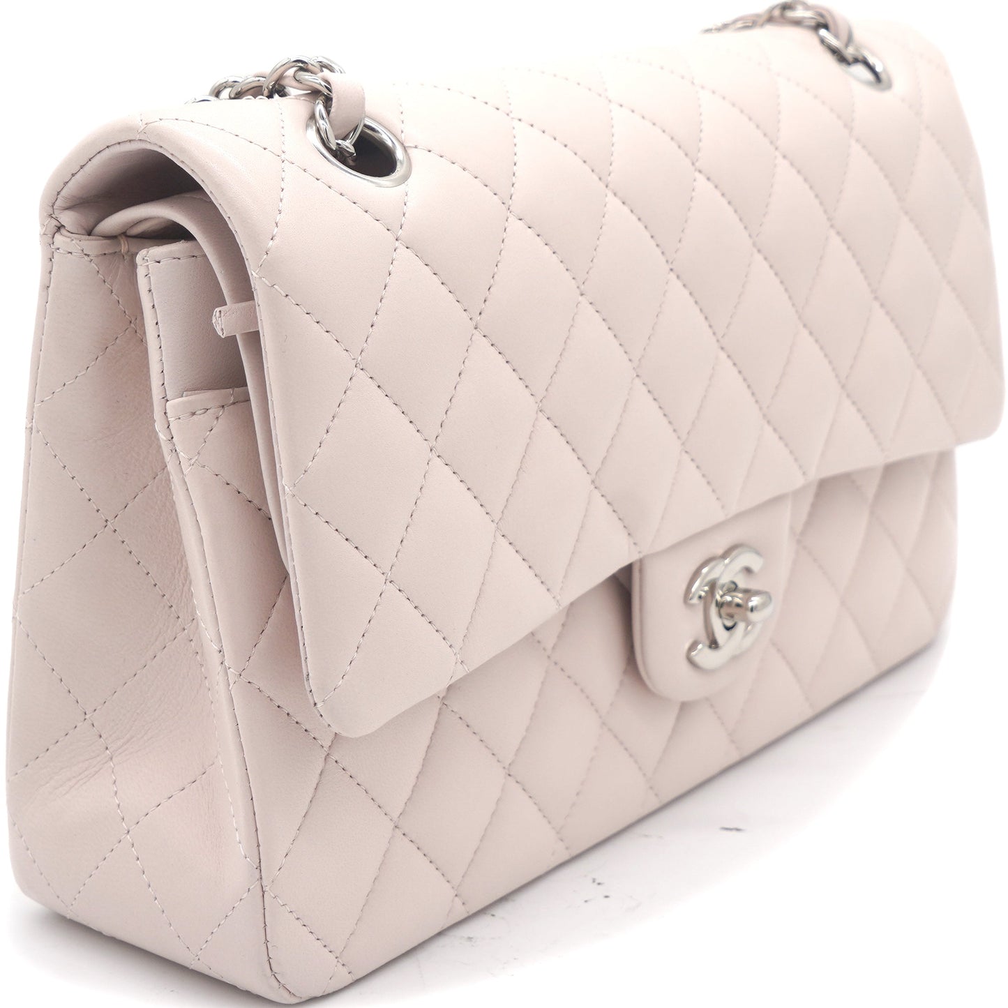 Light Pink Quilted Lambskin Leather Classic Double Flap Bag