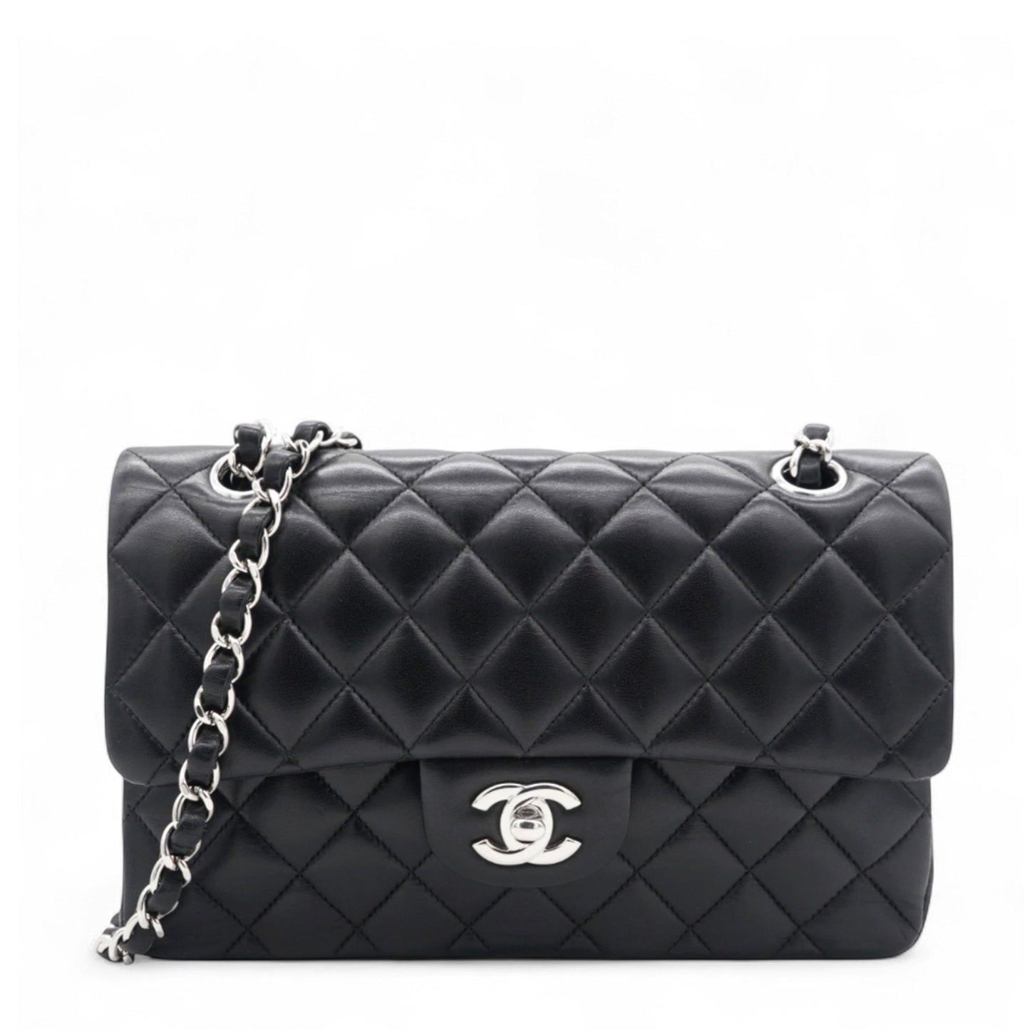 Lambskin Quilted Double Flap Black Small