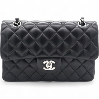 Lambskin Quilted Double Flap Black Small