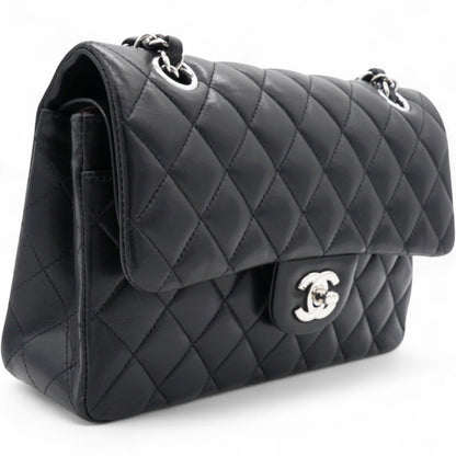 Lambskin Quilted Double Flap Black Small