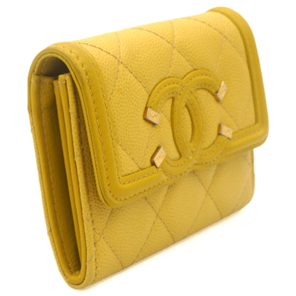 Caviar Quilted Filigree Flap  Holder Yellow