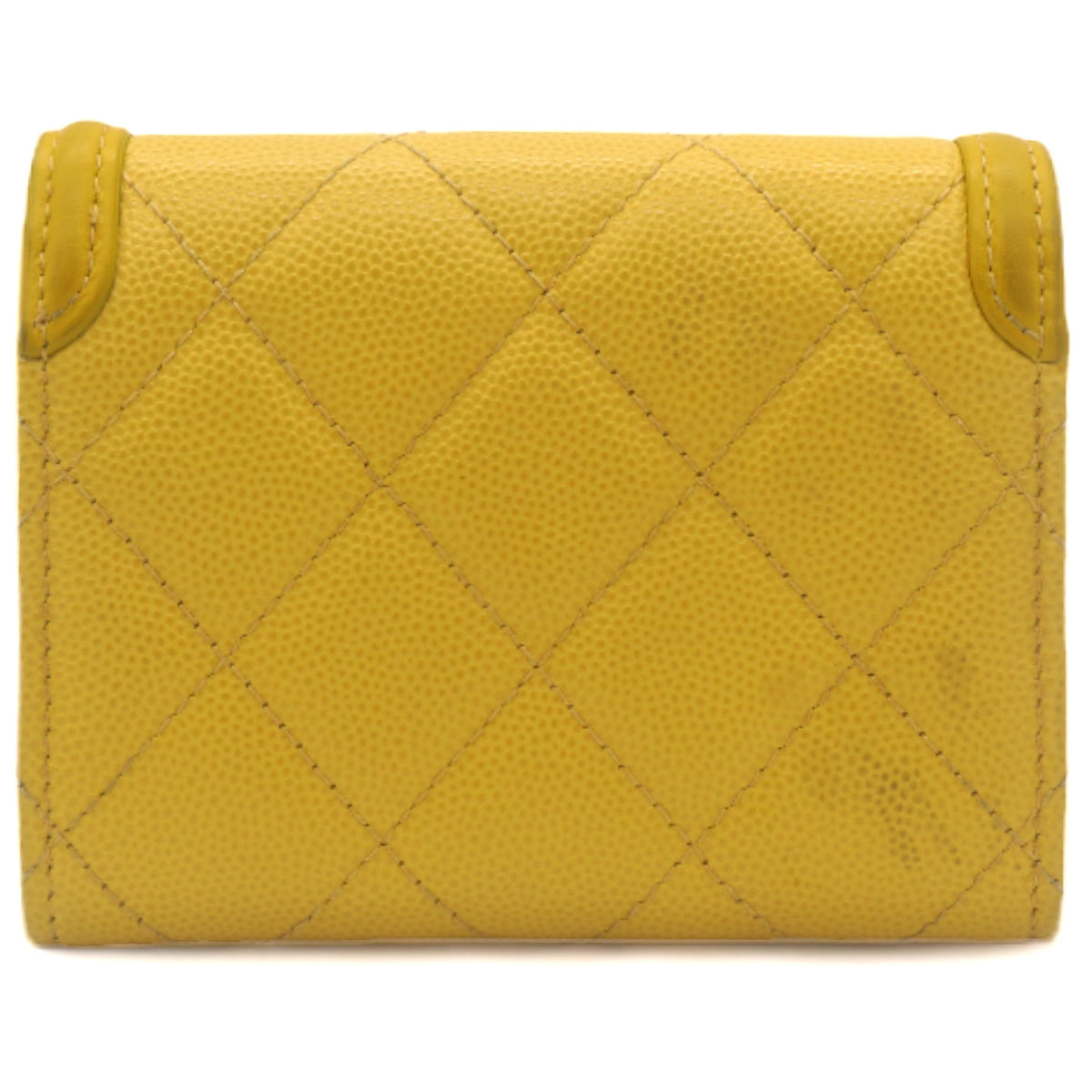 Caviar Quilted Filigree Flap  Holder Yellow