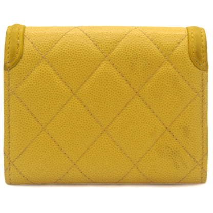 Caviar Quilted Filigree Flap  Holder Yellow