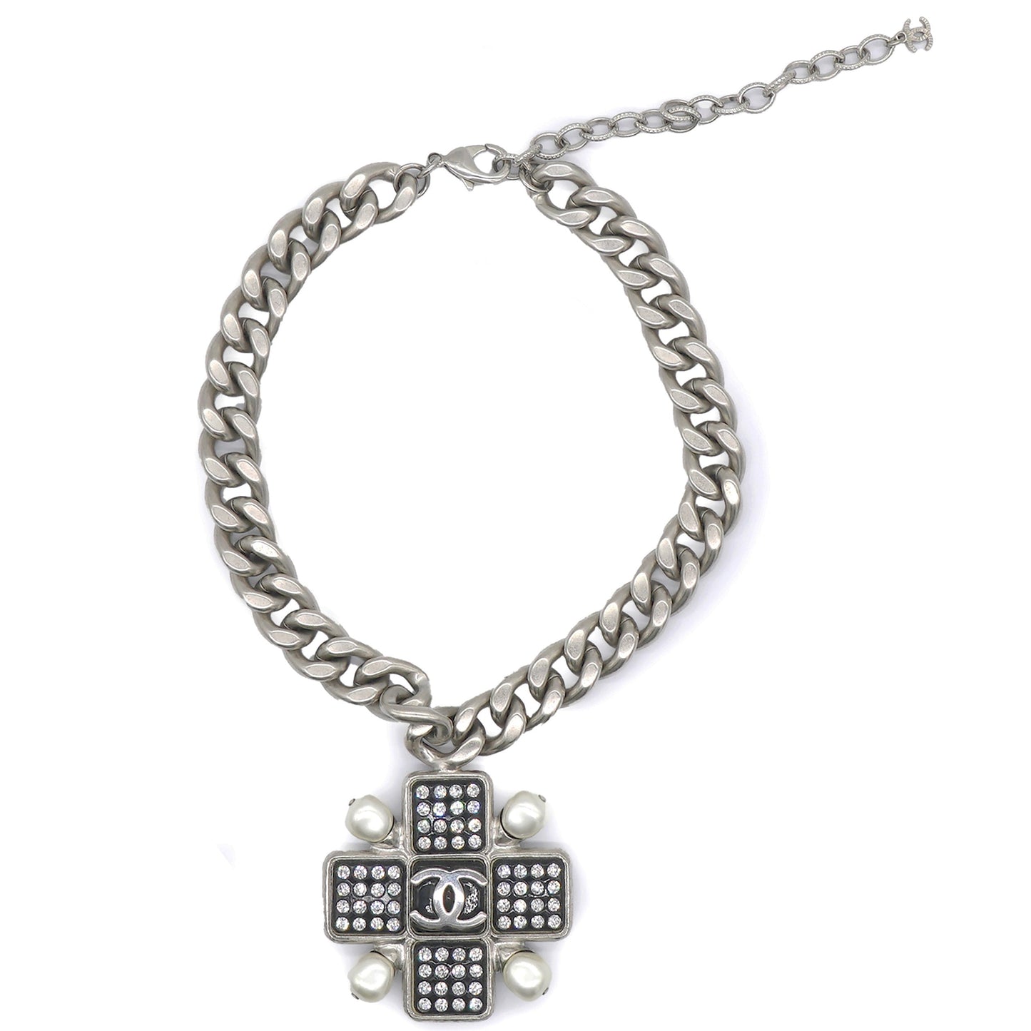 2022 Cc Pendant Chocker With Pearl And Crystal Silver Tone