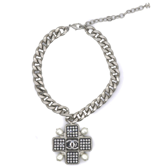 2022 Cc Pendant Chocker With Pearl And Crystal Silver Tone