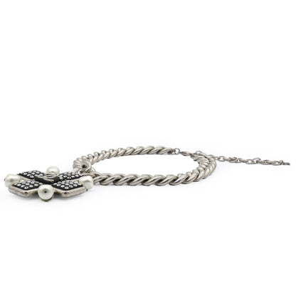 2022 Cc Pendant Chocker With Pearl And Crystal Silver Tone