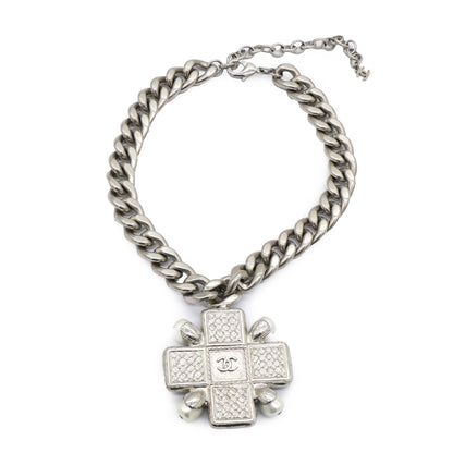 2022 Cc Pendant Chocker With Pearl And Crystal Silver Tone