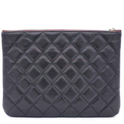 Black Quilted Caviar Leather Small O-Case Clutch