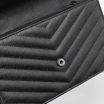 Saint Laurent/YSL Envelope Chain Wallet Calfskin Black / Black Hardware