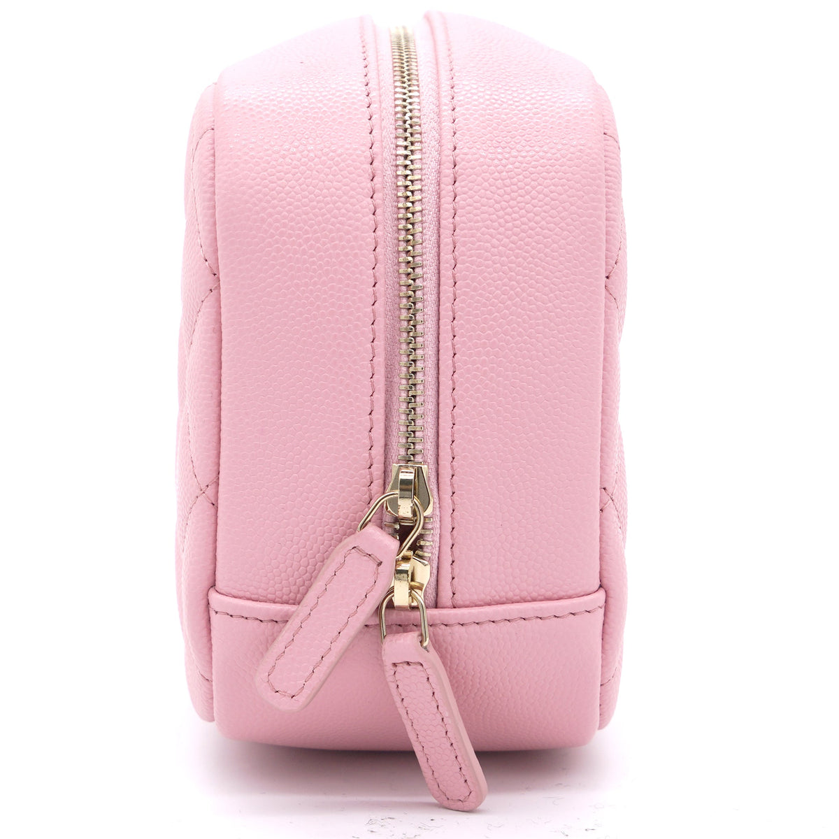 Caviar Quilted Medium Curvy Pouch Cosmetic Case Light Pink