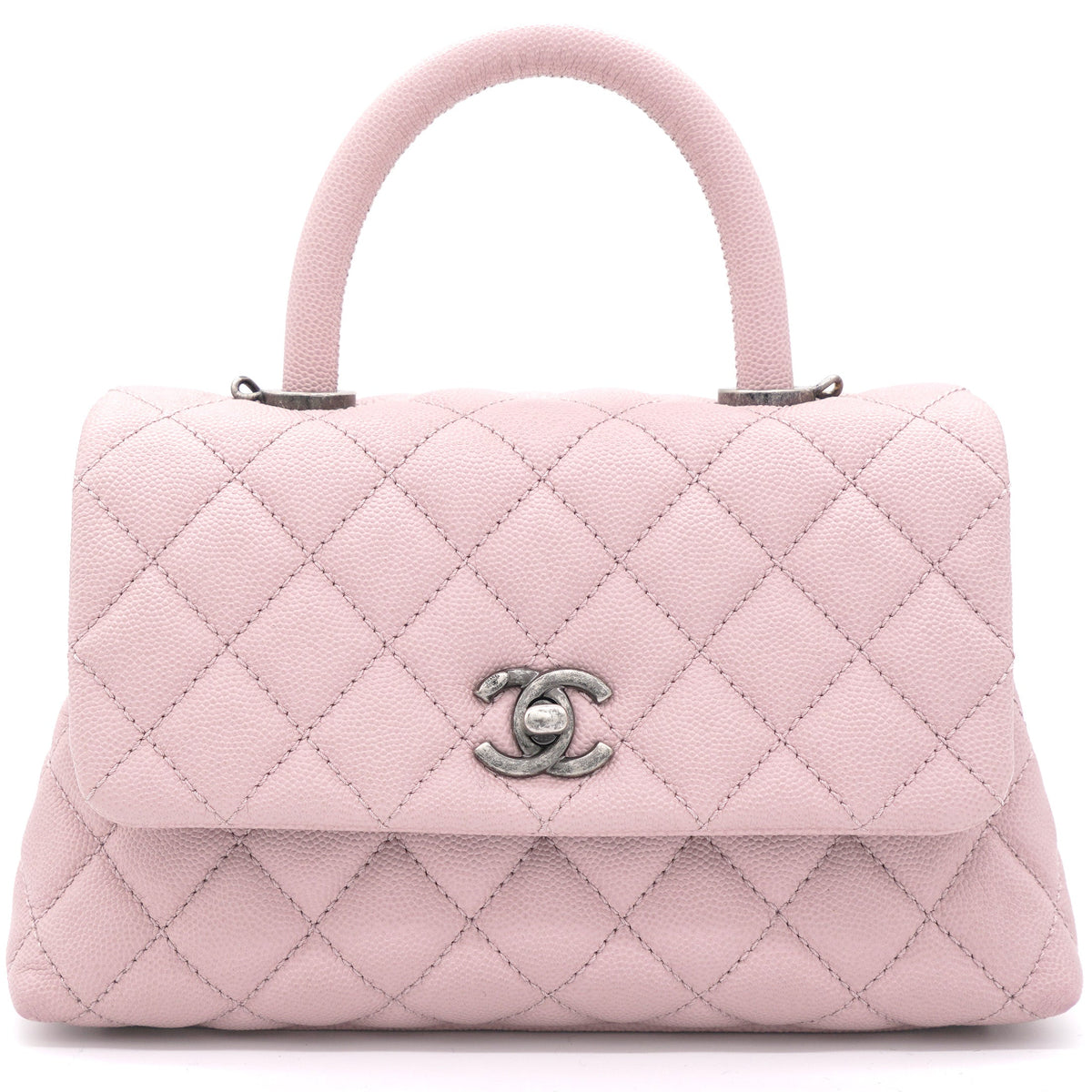 Pink Caviar Leather Small Coco Top Handle Bag