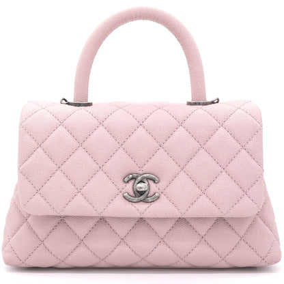 Pink Caviar Leather Small Coco Top Handle Bag