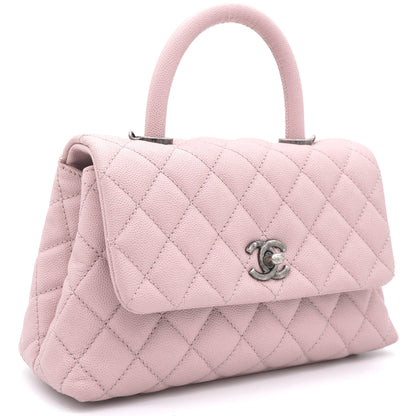 Pink Caviar Leather Small Coco Top Handle Bag