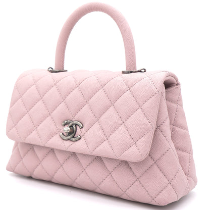 Pink Caviar Leather Small Coco Top Handle Bag