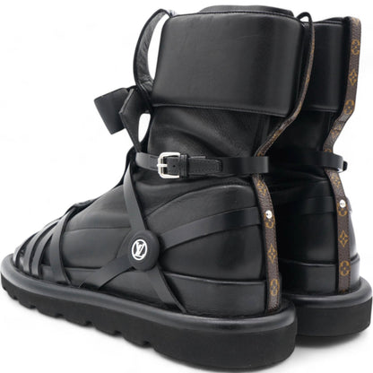 Louis-vuitton X Fornasetti Lambskin Calfskin Square Pillow Flat Ankle Boots Size39