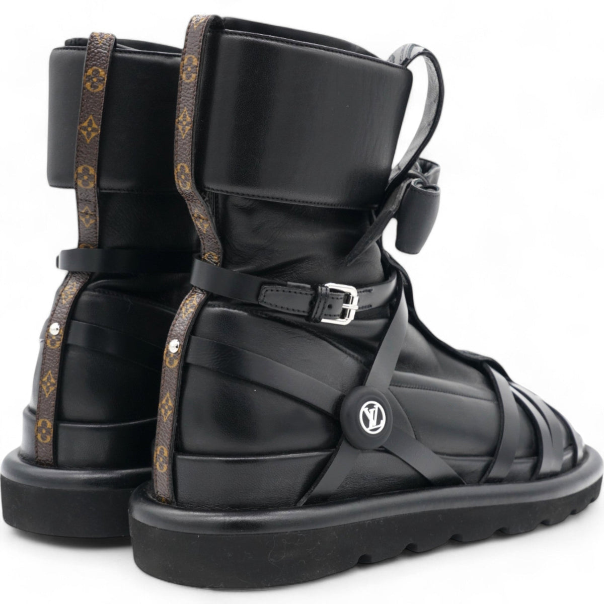 Louis-vuitton X Fornasetti Lambskin Calfskin Square Pillow Flat Ankle Boots Size39