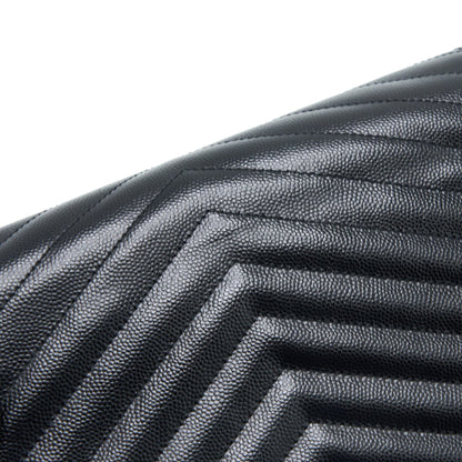 Saint Laurent/YSL Envelop Chain Wallet Grained CalfSkin Black SHW