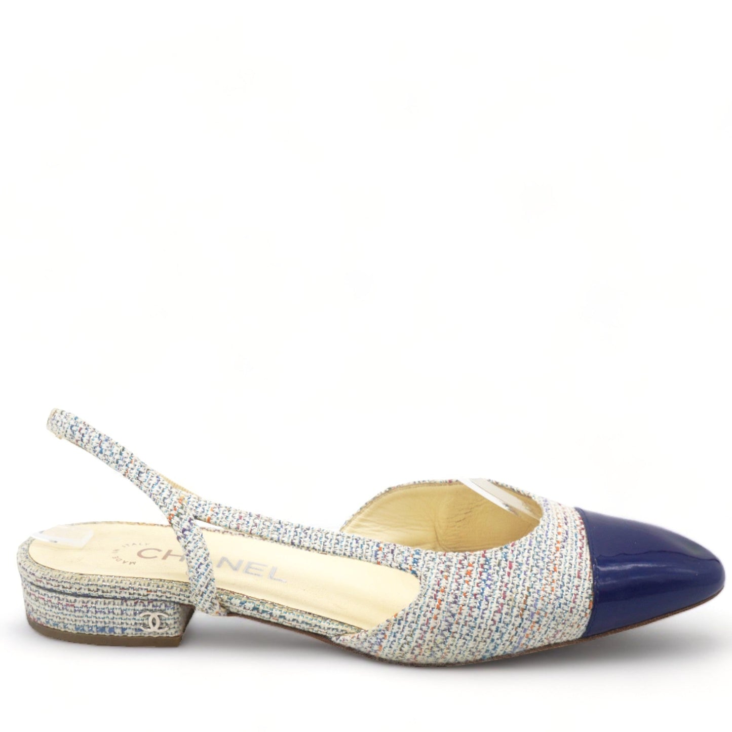 Tweed Cap Toe Singback Pumps Blue 38