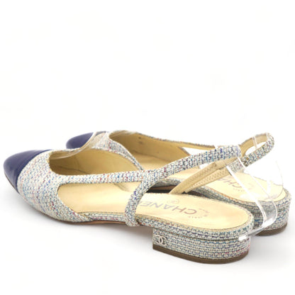 Tweed Cap Toe Singback Pumps Blue 38