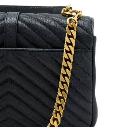 Saint Laurent Quilted Medium College Bag Lambskin Black Brushed GHW